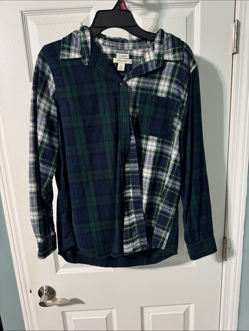 L.L. Bean Women’s Blue and Green Plaid Casual Button-Down Shirt